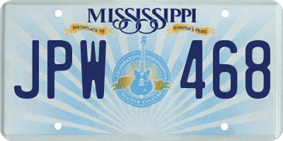 MS license plate JPW468