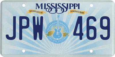 MS license plate JPW469
