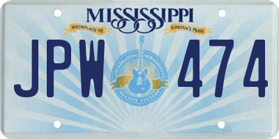 MS license plate JPW474