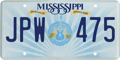 MS license plate JPW475