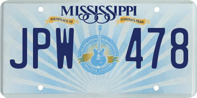 MS license plate JPW478
