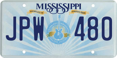 MS license plate JPW480