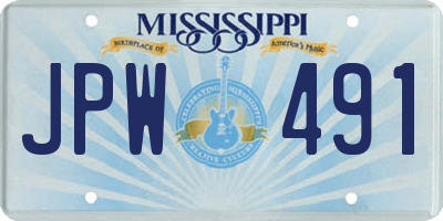 MS license plate JPW491