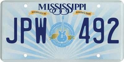 MS license plate JPW492