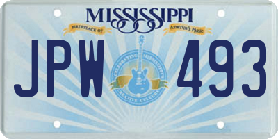 MS license plate JPW493