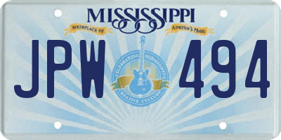 MS license plate JPW494