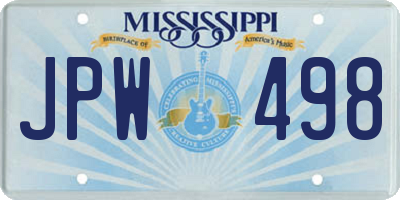 MS license plate JPW498