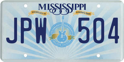 MS license plate JPW504
