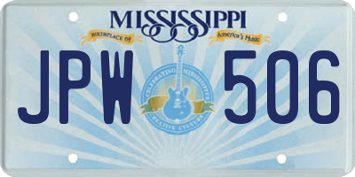 MS license plate JPW506