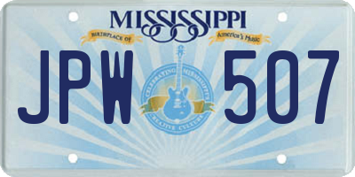 MS license plate JPW507