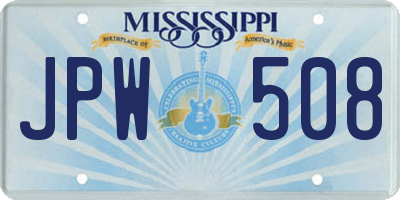 MS license plate JPW508