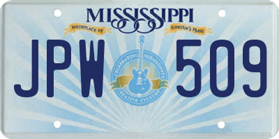 MS license plate JPW509