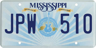 MS license plate JPW510