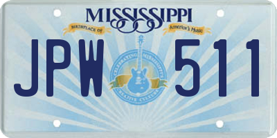 MS license plate JPW511
