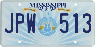 MS license plate JPW513