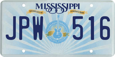 MS license plate JPW516