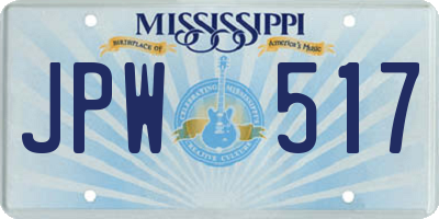 MS license plate JPW517
