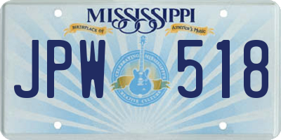 MS license plate JPW518