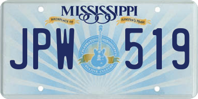MS license plate JPW519