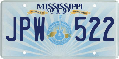 MS license plate JPW522
