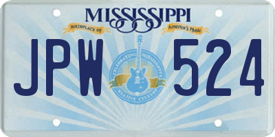 MS license plate JPW524