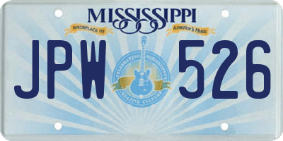 MS license plate JPW526