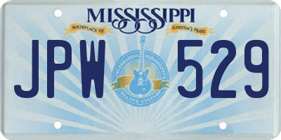 MS license plate JPW529