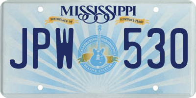MS license plate JPW530