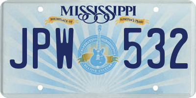 MS license plate JPW532