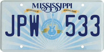 MS license plate JPW533