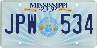 MS license plate JPW534