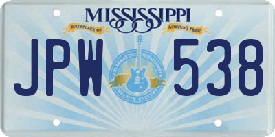 MS license plate JPW538