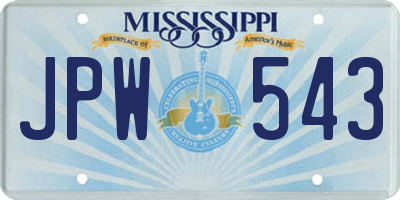 MS license plate JPW543