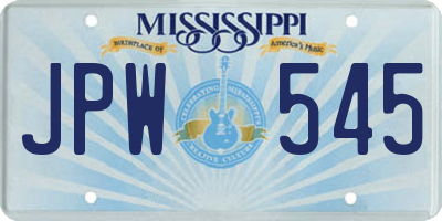 MS license plate JPW545