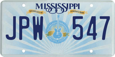 MS license plate JPW547
