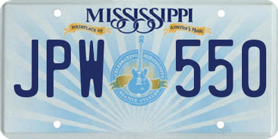 MS license plate JPW550