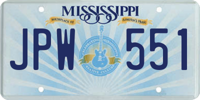 MS license plate JPW551