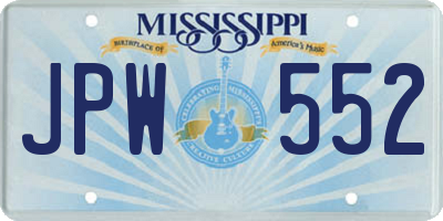 MS license plate JPW552