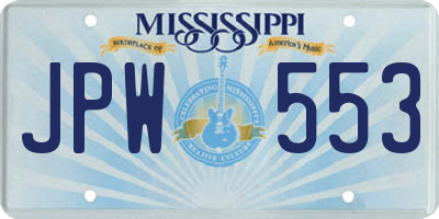MS license plate JPW553