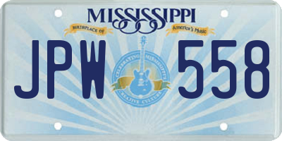 MS license plate JPW558