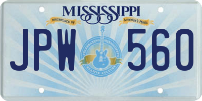 MS license plate JPW560