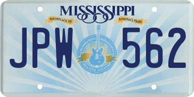 MS license plate JPW562