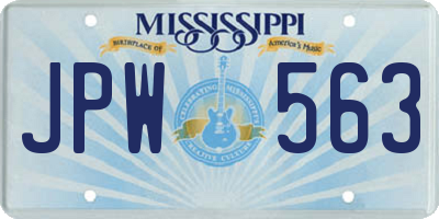 MS license plate JPW563