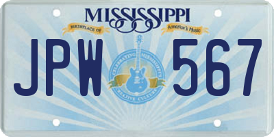 MS license plate JPW567