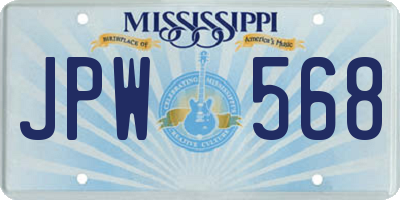 MS license plate JPW568
