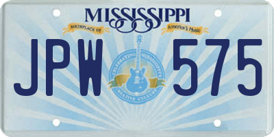 MS license plate JPW575