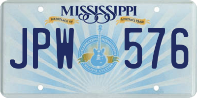 MS license plate JPW576