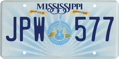 MS license plate JPW577