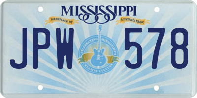 MS license plate JPW578