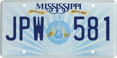 MS license plate JPW581